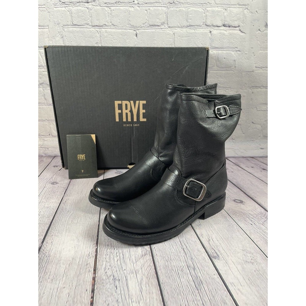 Frye Veronica Short Black Leather Boots Size US 7.5 Women's Brand New In Box
